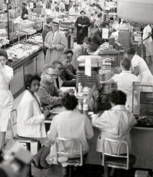 Sit-in during the civil rights movement, Woolworth on 5th, courtesy of Nashville Public Library